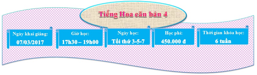 Lịch khai giảng lớp Tiếng Hoa căn bản 4