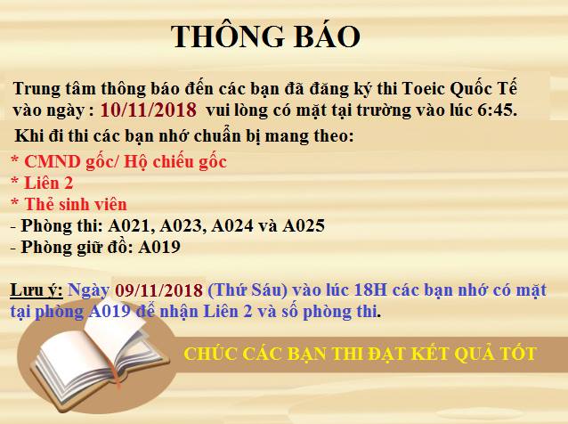 T.báo tap trung thi Toeic 10112018